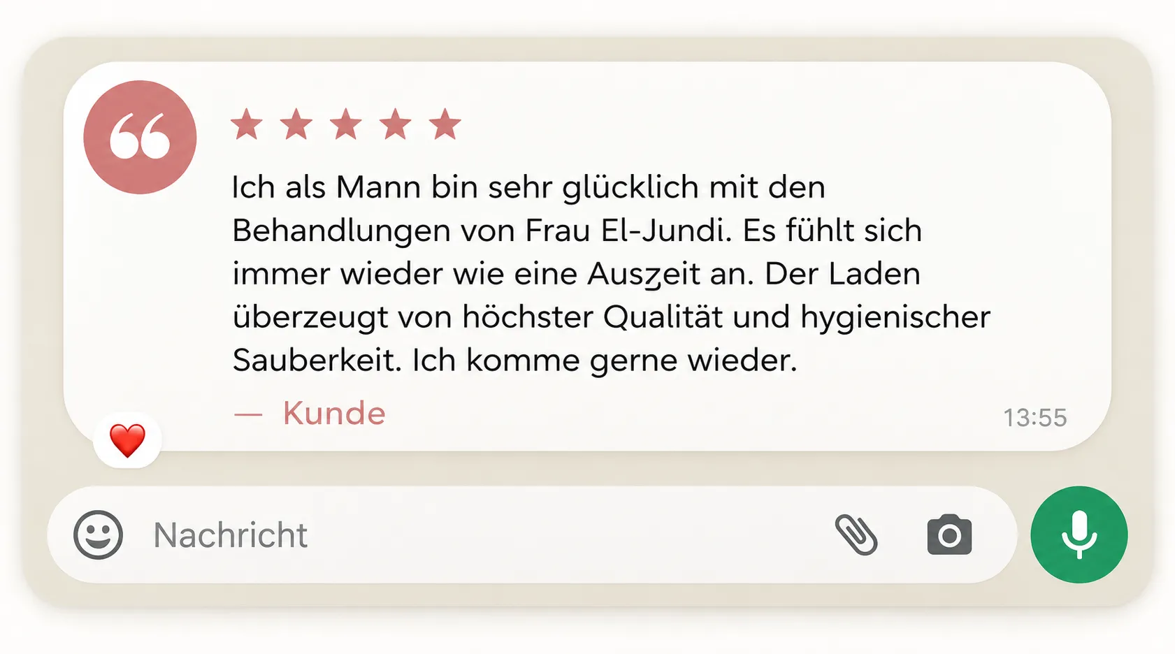 Nachricht einer Kundin, Screenshot 2